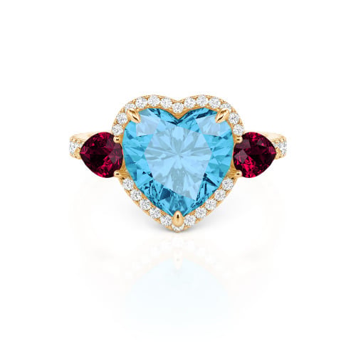 Jeulia Three Stone Halo Heart Cut Sterling Silver Ring