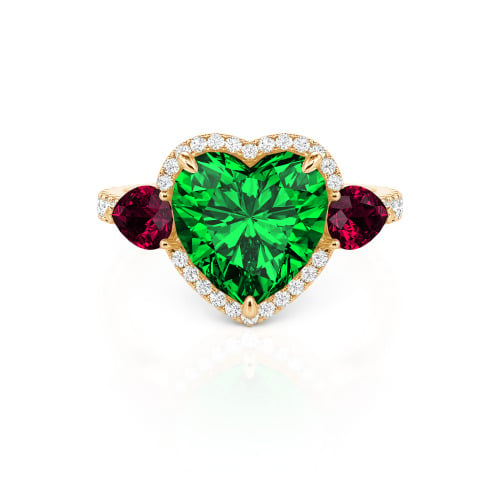 Jeulia Three Stone Halo Heart Cut Sterling Silver Ring