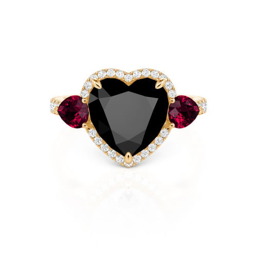 Jeulia Three Stone Halo Heart Cut Sterling Silver Ring