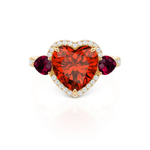 Jeulia Three Stone Halo Heart Cut Sterling Silver Ring
