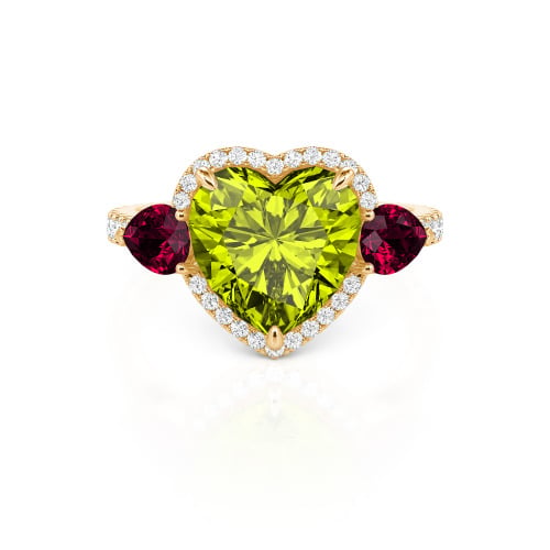 Jeulia Three Stone Halo Heart Cut Sterling Silver Ring