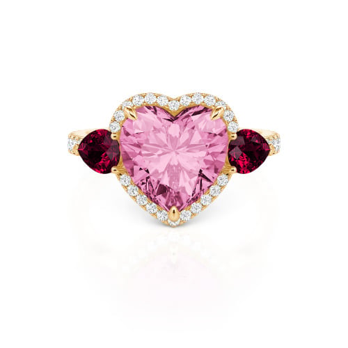 Jeulia Three Stone Halo Heart Cut Sterling Silver Ring