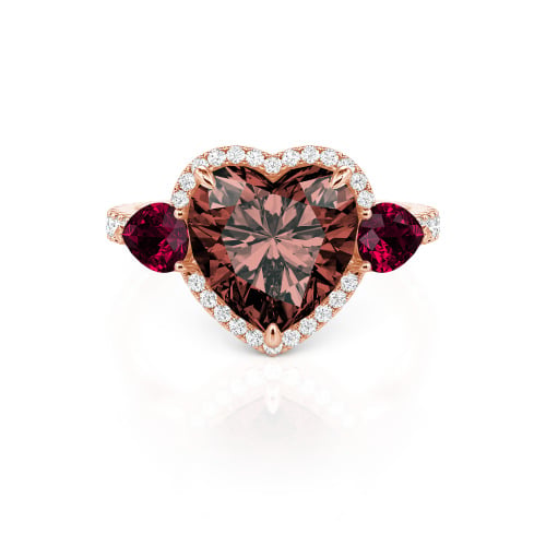 Jeulia Three Stone Halo Heart Cut Sterling Silver Ring