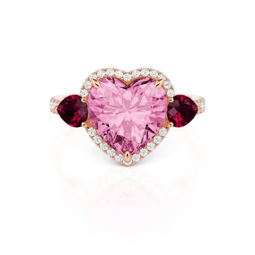 Jeulia Three Stone Halo Heart Cut Sterling Silver Ring