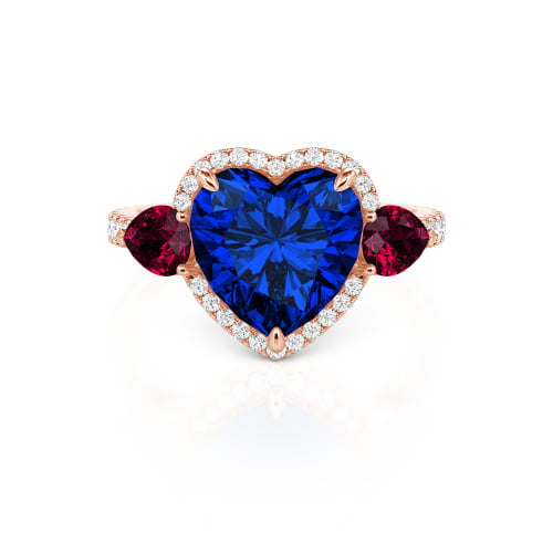 Jeulia Three Stone Halo Heart Cut Sterling Silver Ring