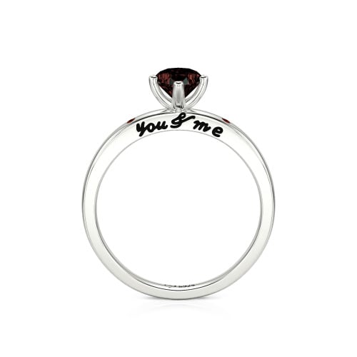 Jeulia "You & Me" Ruby Heart Engagement Ring Sterling Silver