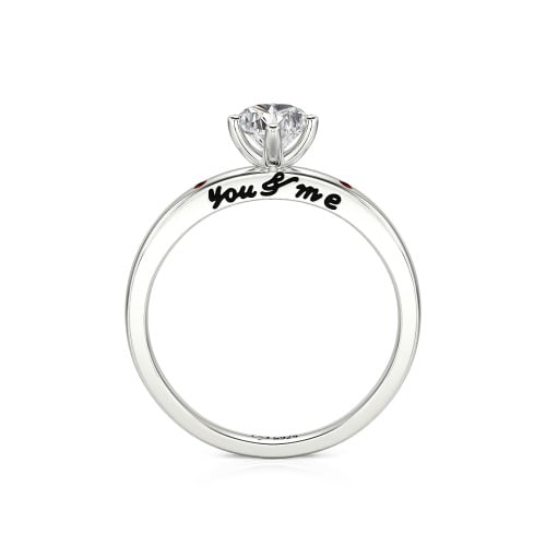 Jeulia "You & Me" Ruby Heart Engagement Ring Sterling Silver