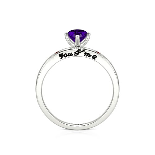 Jeulia "You & Me" Ruby Heart Engagement Ring Sterling Silver