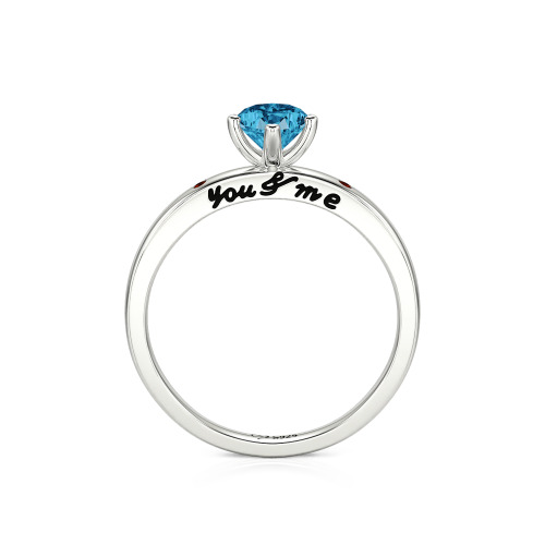 Jeulia "You & Me" Ruby Heart Engagement Ring Sterling Silver