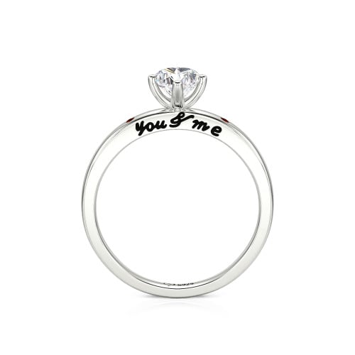 Jeulia "You & Me" Ruby Heart Engagement Ring Sterling Silver