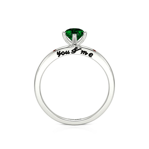 Jeulia "You & Me" Ruby Heart Engagement Ring Sterling Silver