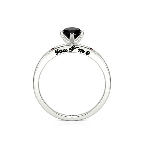 Jeulia "You & Me" Ruby Heart Engagement Ring Sterling Silver