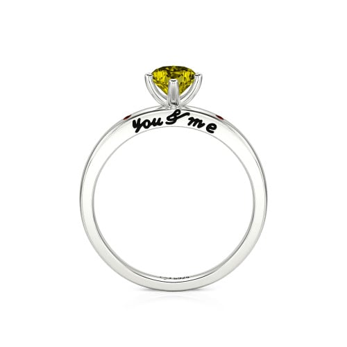 Jeulia "You & Me" Ruby Heart Engagement Ring Sterling Silver