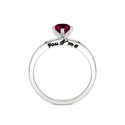 Jeulia "You & Me" Ruby Heart Engagement Ring Sterling Silver