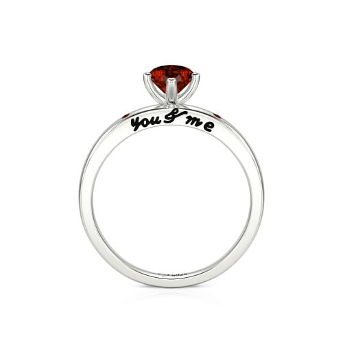 Jeulia "You & Me" Ruby Heart Engagement Ring Sterling Silver