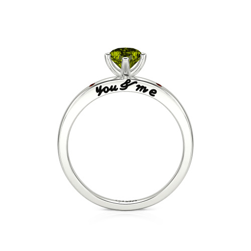 Jeulia "You & Me" Ruby Heart Engagement Ring Sterling Silver