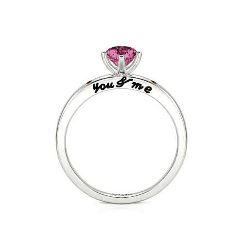 Jeulia "You & Me" Ruby Heart Engagement Ring Sterling Silver