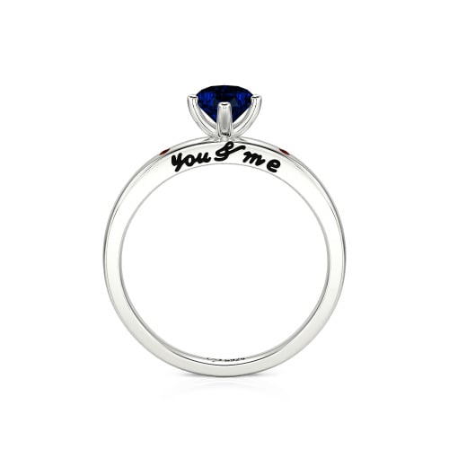 Jeulia "You & Me" Ruby Heart Engagement Ring Sterling Silver