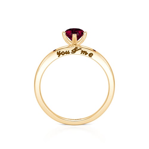 Jeulia "You & Me" Ruby Heart Engagement Ring Sterling Silver