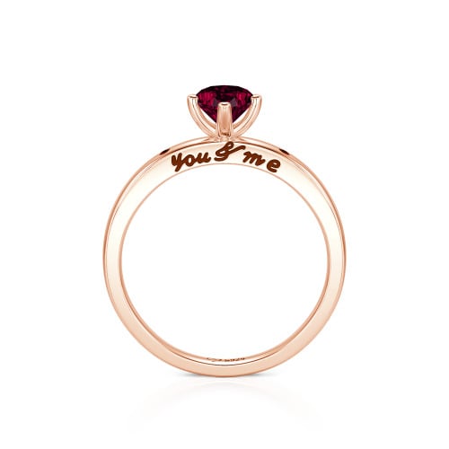 Jeulia "You & Me" Ruby Heart Engagement Ring Sterling Silver