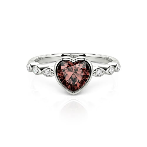 Jeulia Engagement Ring Collet Setting Sterling Silver Heart Cut
