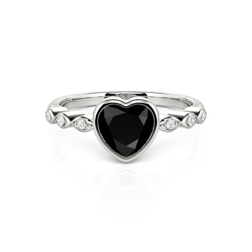 Jeulia Engagement Ring Collet Setting Sterling Silver Heart Cut