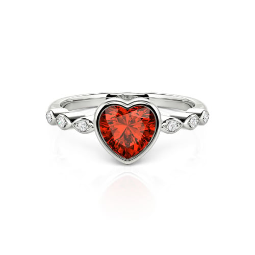 Jeulia Engagement Ring Collet Setting Sterling Silver Heart Cut