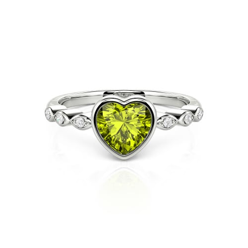 Jeulia Engagement Ring Collet Setting Sterling Silver Heart Cut