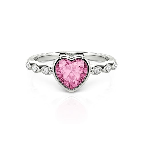 Jeulia Engagement Ring Collet Setting Sterling Silver Heart Cut