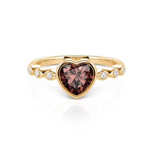 Jeulia Engagement Ring Collet Setting Sterling Silver Heart Cut