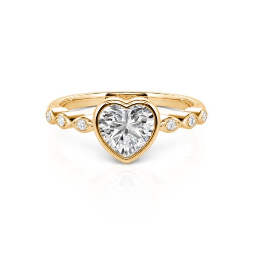 Jeulia Engagement Ring Collet Setting Sterling Silver Heart Cut