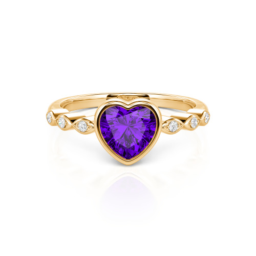Jeulia Engagement Ring Collet Setting Sterling Silver Heart Cut