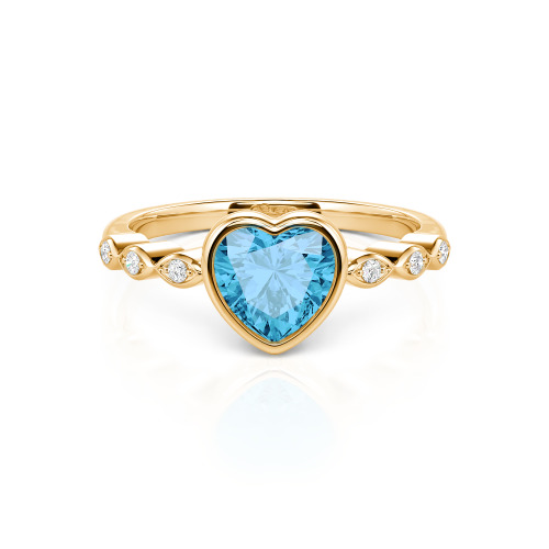 Jeulia Engagement Ring Collet Setting Sterling Silver Heart Cut