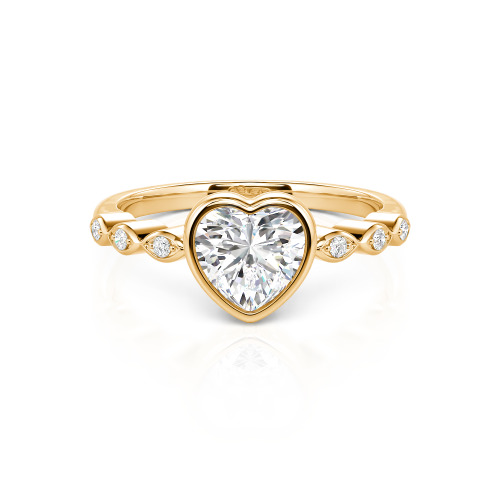 Jeulia Engagement Ring Collet Setting Sterling Silver Heart Cut