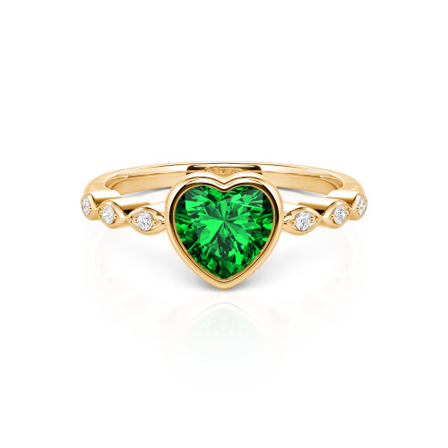 Jeulia Engagement Ring Collet Setting Sterling Silver Heart Cut