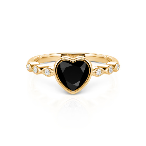 Jeulia Engagement Ring Collet Setting Sterling Silver Heart Cut