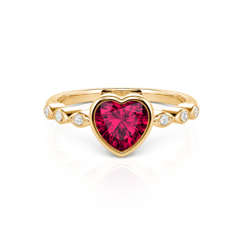 Jeulia Engagement Ring Collet Setting Sterling Silver Heart Cut