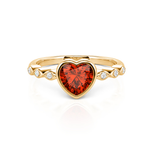 Jeulia Engagement Ring Collet Setting Sterling Silver Heart Cut