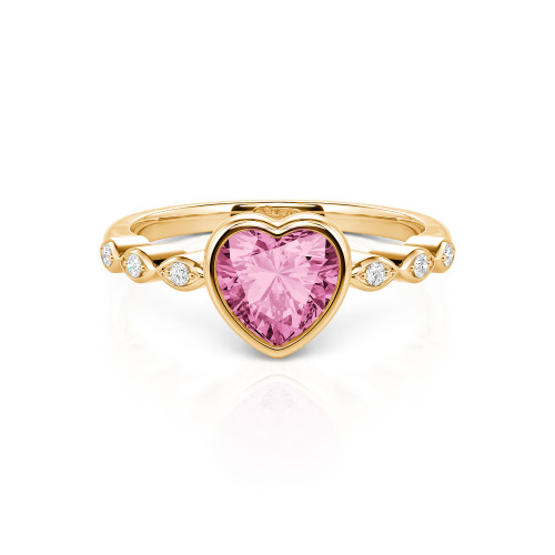 Jeulia Engagement Ring Collet Setting Sterling Silver Heart Cut