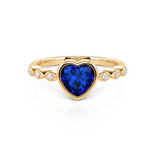 Jeulia Engagement Ring Collet Setting Sterling Silver Heart Cut
