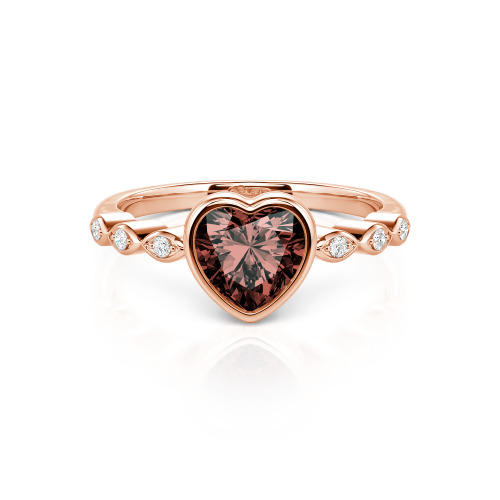 Jeulia Engagement Ring Collet Setting Sterling Silver Heart Cut