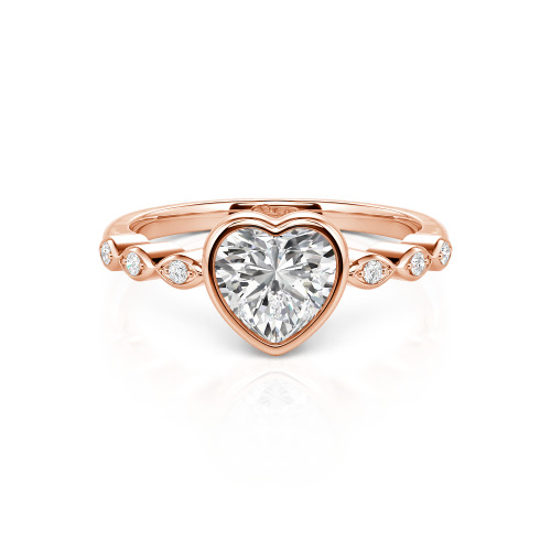 Jeulia Engagement Ring Collet Setting Sterling Silver Heart Cut