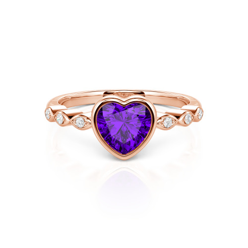 Jeulia Engagement Ring Collet Setting Sterling Silver Heart Cut