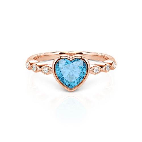 Jeulia Engagement Ring Collet Setting Sterling Silver Heart Cut