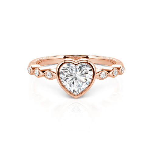 Jeulia Engagement Ring Collet Setting Sterling Silver Heart Cut