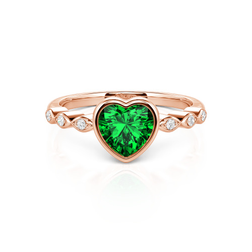 Jeulia Engagement Ring Collet Setting Sterling Silver Heart Cut