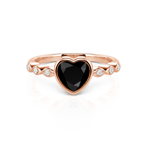 Jeulia Engagement Ring Collet Setting Sterling Silver Heart Cut