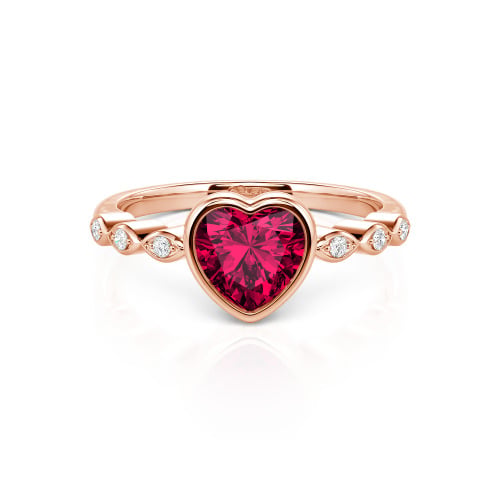 Jeulia Engagement Ring Collet Setting Sterling Silver Heart Cut