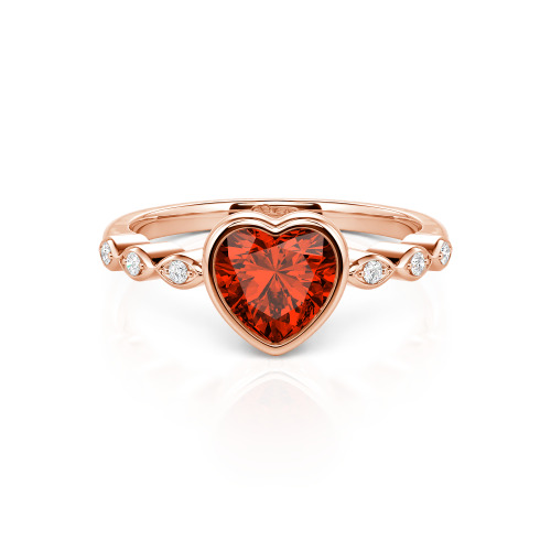 Jeulia Engagement Ring Collet Setting Sterling Silver Heart Cut