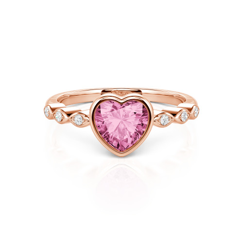 Jeulia Engagement Ring Collet Setting Sterling Silver Heart Cut